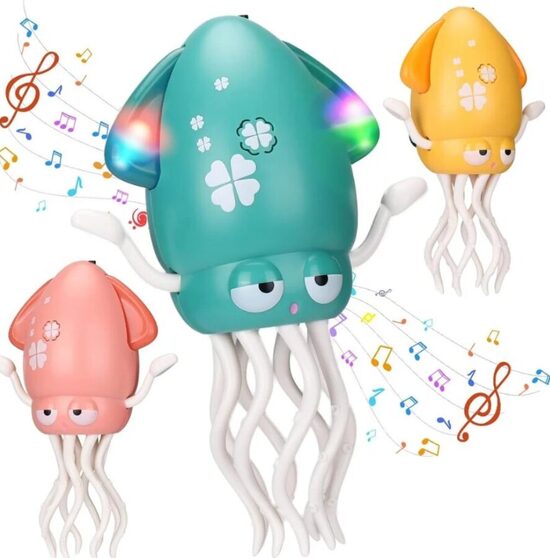  Interaktyvus muzikinis šokantis aštuonkojis vaikams, reaguojantis į kliūtis